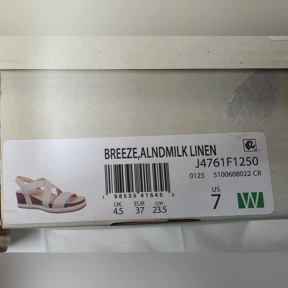Life Stride Breeze Strappy Sandal In Almond Milk Womens Size 7 Wide New In Box